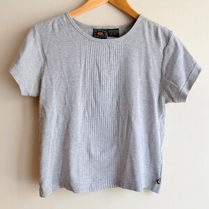 Vintage Route 66 Grey Ribbed Knit Short Sleeve Sweater Top